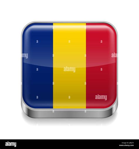 Metal square icon with Romanian flag colors Stock Photo - Alamy