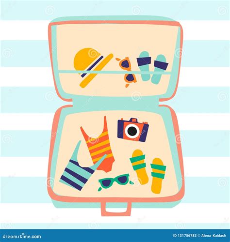 Colorful Illustration With Beach Elements The Illustration Shows The