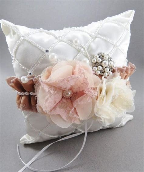 Blush Ring Bearer Pillow Set Flower Girl Basket Ivory Flower Girl