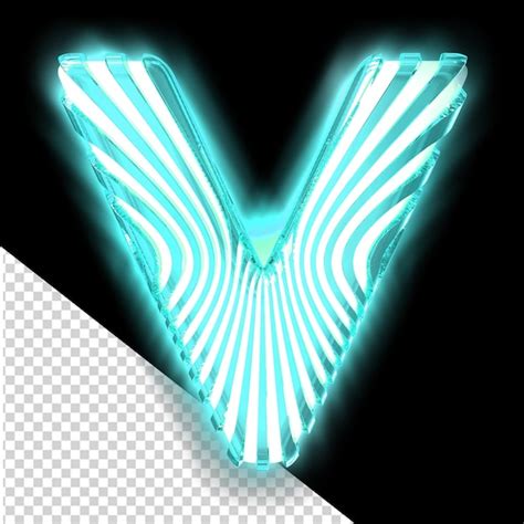 Symbole 3d Blanc Avec Des Sangles Verticales Turquoise Lumineuses Ultra