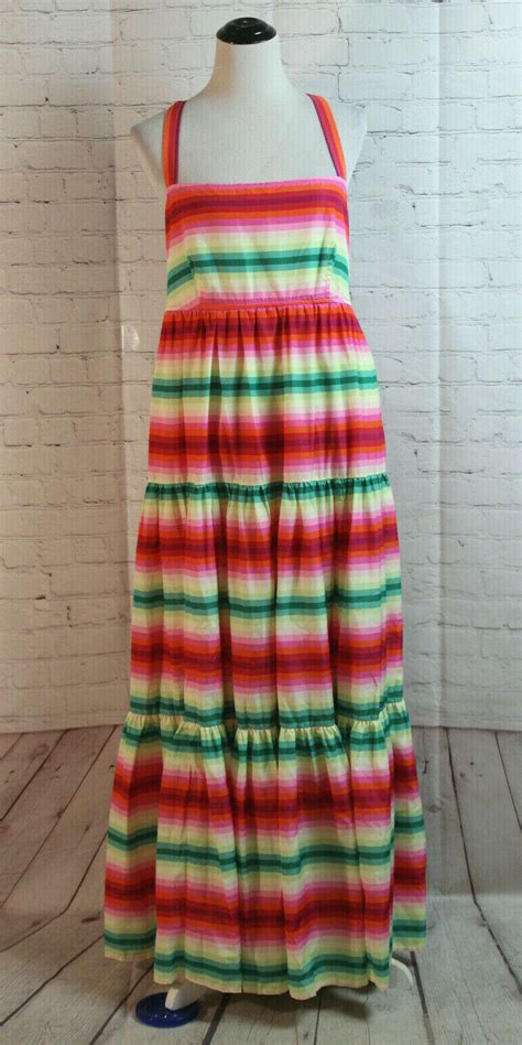 J Crew Hi Low Sleeveless Maxi Dress Striped Nwt M Uk