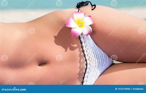 Beach Bikini Beautiful Woman Relaxing Sunbathing On Tropical Vacation