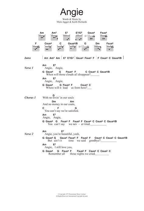 Song Lyrics With Guitar Chords For Angie The Rolling Stones Hot Sex Picture