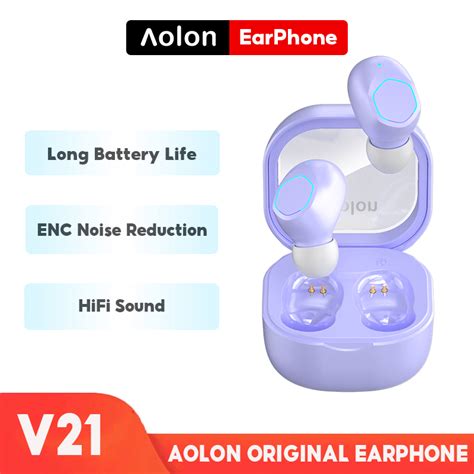 Jual Aolon V21 Tws Bluetooth Earphones Stereo Wireless Noise Reduction