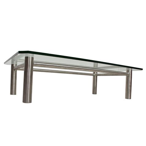 Modern Stainless Steel And Glass Coffee Table By Benchmark At 1stdibs