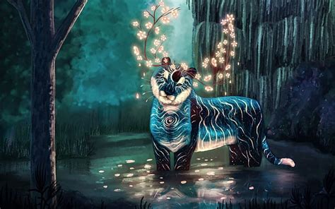 Fantastic Tiger Fantasy Tiger Abstract Night Hd Wallpaper Peakpx