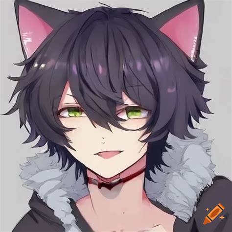 Black Haired Anime Catboy On Craiyon