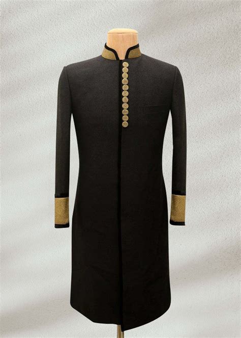 Refined Black Groom Sherwani For Men Shameel Khan Sherwani For Men