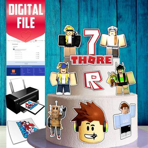 printable roblox cake topper