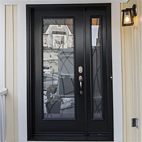 Single Black Entry Door With Sidelites Replacement In North York