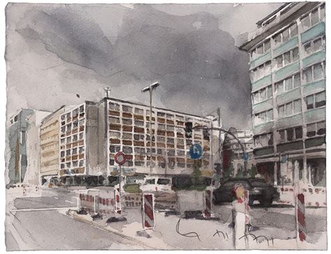 Axel Springer Platz 21 x 27 cm Aquarell 2022 Lars Möller