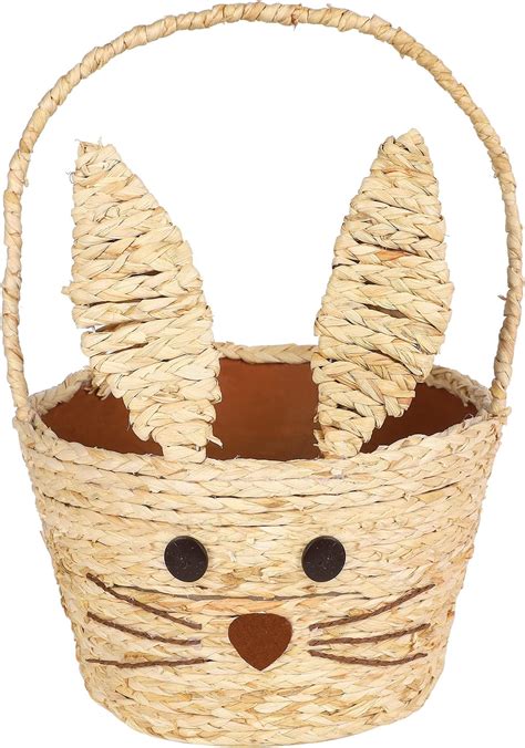 Sunnychicc 2 Pcs Woven Easter Basket With Handle Handmade