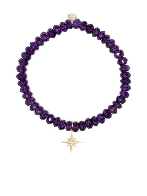 Sydney Evan Kt Yellow Gold Starburst Amethyst And Diamond Bracelet