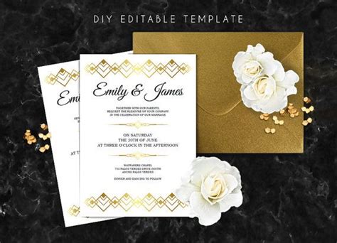 Editable Wedding Invitation Template Great Gatsby Wedding Invitation