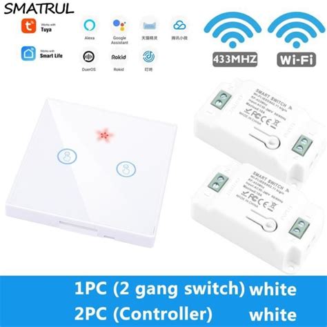 W Gang Receiver Interrupteur Mural Tactile Sans Fil Wi Fi Rf