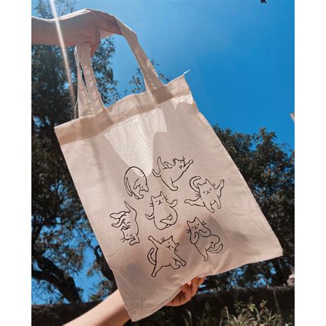 Sacola Ecol Gica Ecobag Artesanal Pintada A M O Gatinho No Yoga