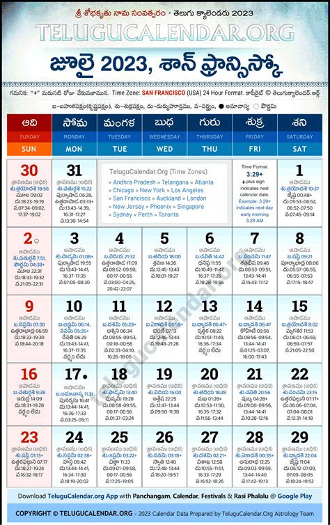 San Francisco Telugu Calendar July Pdf Festivals