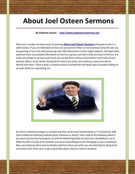 About joel osteen sermons