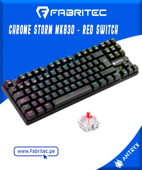 Teclado Mecanico Tkl Antryx Chrome Storm Mk Red Switch Amk