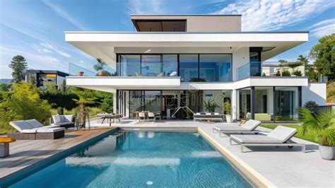 Exterior Modern Luxury Villa with Pool Stock Image - Image of lifestyle ...