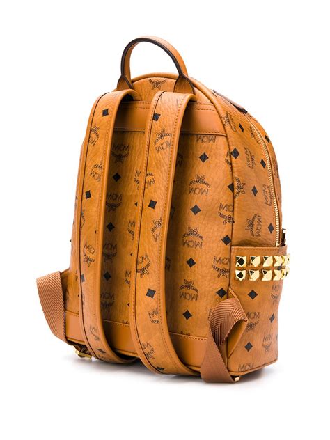 Mcm Stark Studded Backpack Brown Farfetch