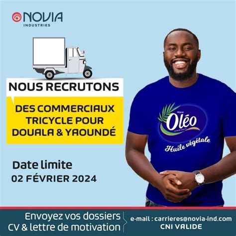 Novia Industries Recrute Des Commerciaux Tricycles Pour Les Villes De