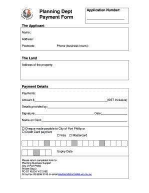 Fillable Online Portphillip Vic Gov Planning Dept Payment Form City