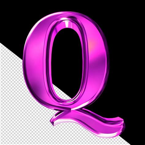 Símbolo 3d roxo letra côncava q PSD Premium