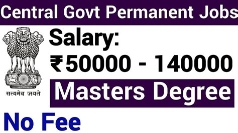 PG GOVT PERMANENT JOBI CENTRAL GOVT PERMANENT JOBS FOR PG CANDIDATES I