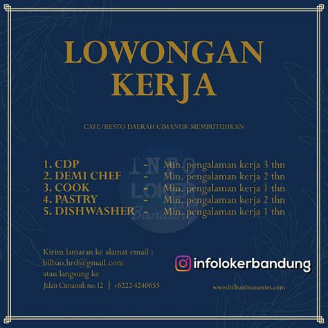 Lowongan Kerja Bilbao Brasserie Cafe Resto Bandung Juni Info