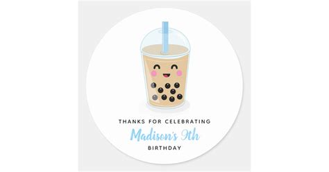 Bubble Tea Sticker Label Zazzle