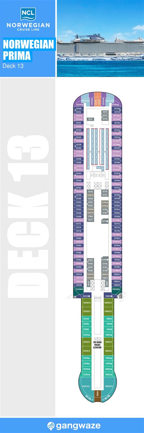 Norwegian Prima Deck 13 - Activities & Deck Plan Layout