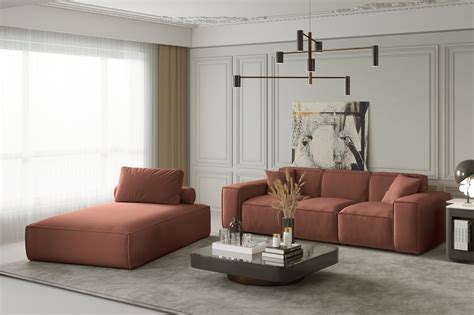 Sofa Set Tlg Sezlong Und Sofa Sitzer Celes In Stoff Opera Velvet