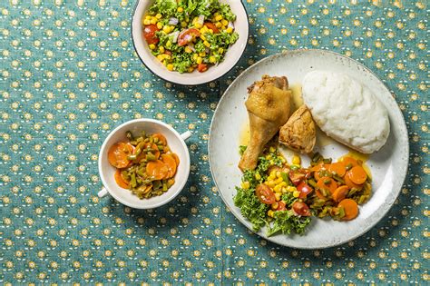 Chicken with sadza, kale salsa and carrot salad - Astral Chicken