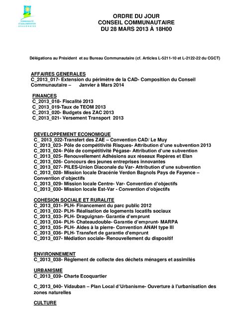 Calam O Conseil D Agglomeration Du Mars