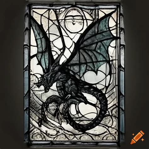 Stained Glass Depiction Of A Dragon In A Medieval Gothic Style On Craiyon