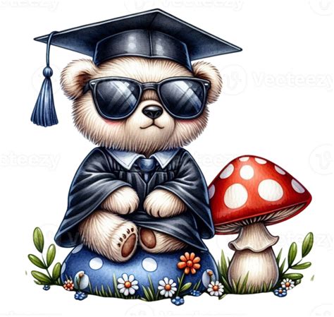 Aigenerated Bear Wearing A Graduation Cap And Sunglasses 43195756 Png