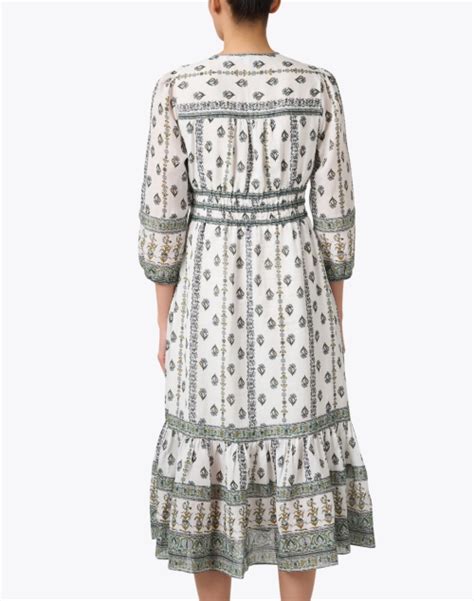 Castella Ivory And Green Printed Dress Veronica Beard