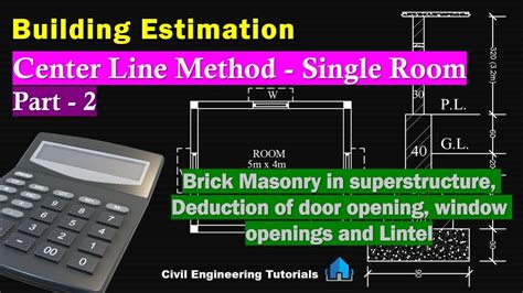 Building Estimation CENTER LINE METHOD Single Room PART 2 YouTube