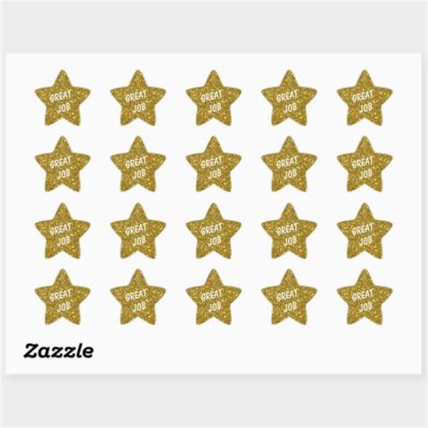 Custom Message Gold Star With Gold Glitter Texture Star Sticker Zazzle