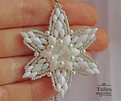 Beaded Snowflake Pattern Snowflake Pendant Tutorial Etsy