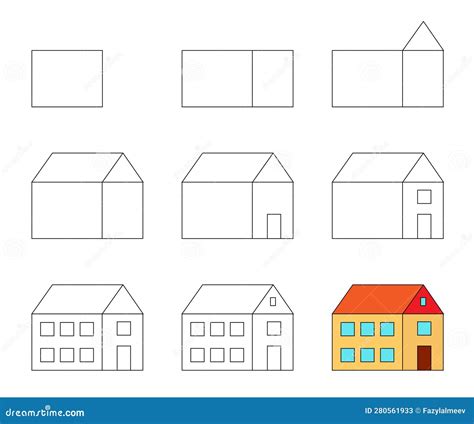 Worksheet Easy Guide To Drawing Big House. Simple Step by Step Drawing Tutorial for Little ...