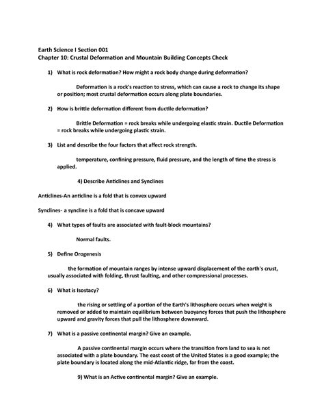 Ch 10 CC Earth Science Chapter 10 Concept Check Earth Science I