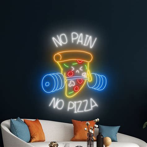 No Pain No Pizza Neon Sign, Pizza Lifts the Weight Neon Sign, Barbell Pizza Neon Light ...