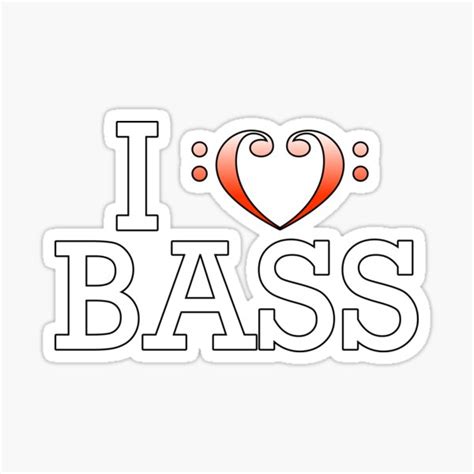 I Love Bass Bass Clef 5 Sticker For Sale By Lewiescreative Redbubble