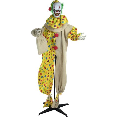 Haunted Hill Farm Life Size Animatronic Clown Indoor Outdoor Halloween Decoration Flashing