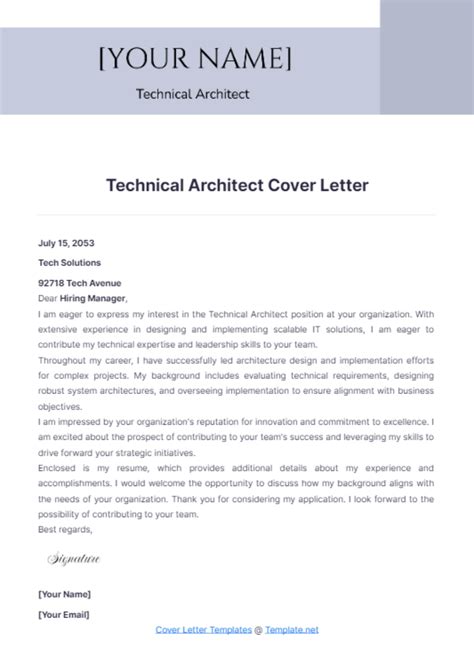 Free Technical Architect Cover Letter Template Edit Online And Download