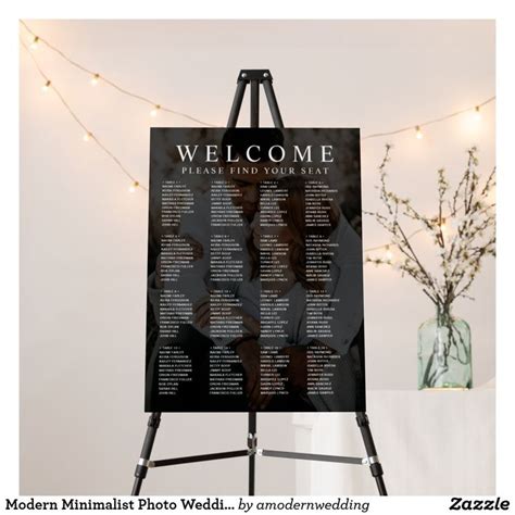 Modern Minimalist Photo Wedding Seating Chart Foam Foam Board Zazzle