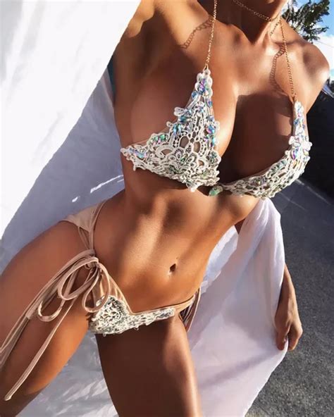 Koronki Bikini Brazylijskie Bikini Kryszta U Swimsuit Monokini Kobiety