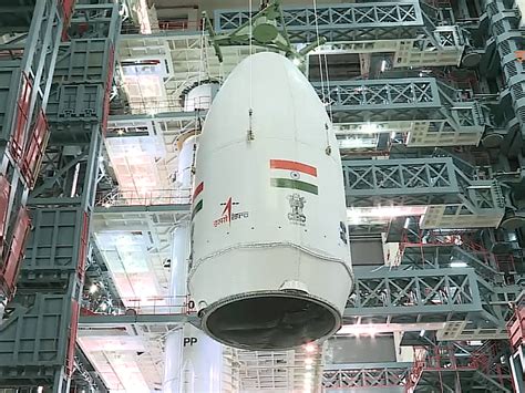 Isro Hoists Chandrayaan 3 Spacecraft On Top Of Lvm3 Rocket At